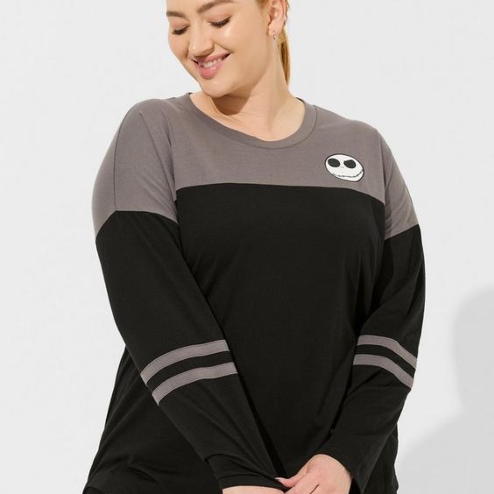 Torrid Disney Nightmare Before Christmas Classic Fit Varsity Long Sleeve Top 1X